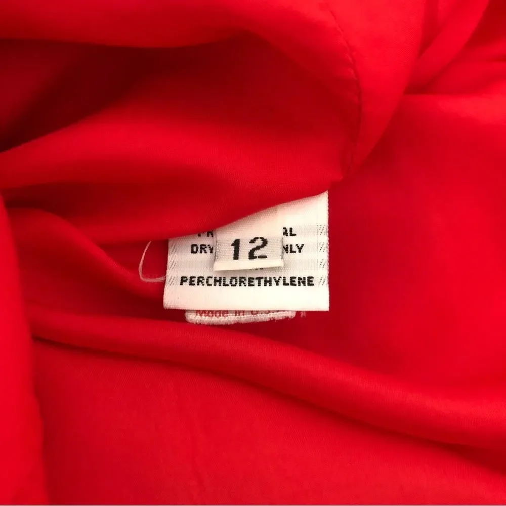 70’s Vintage Bill Blass Red Neiman Marcus Crisscross Lace Up Elbow Sleeve Dress - Picture 13 of 16